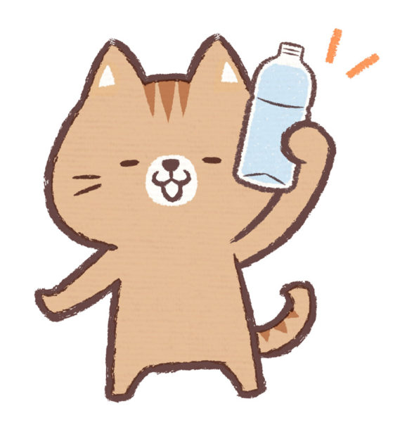 水を持つ猫のイラスト